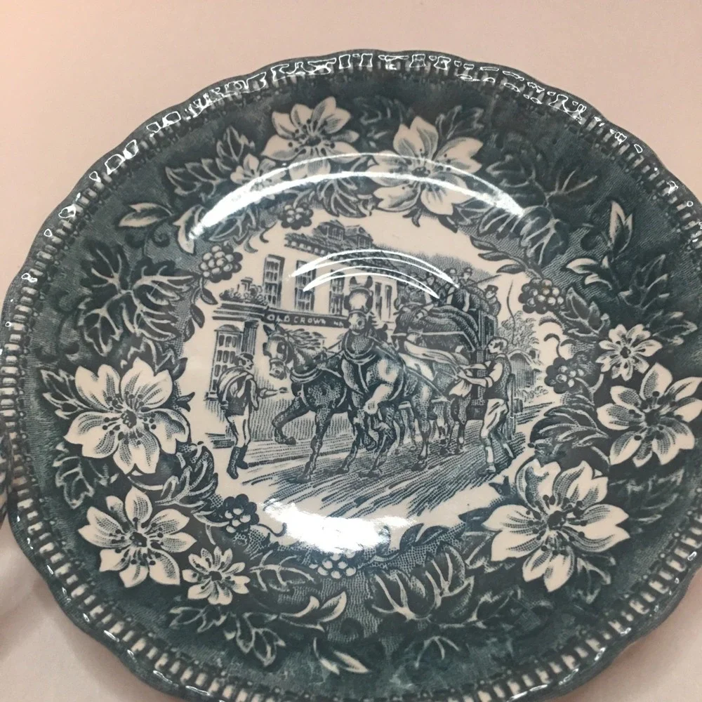 Royal Tudor Ware - Coaching Taverns‎  Blue (1828) Joke Demi Tas Cup & Saucer Set